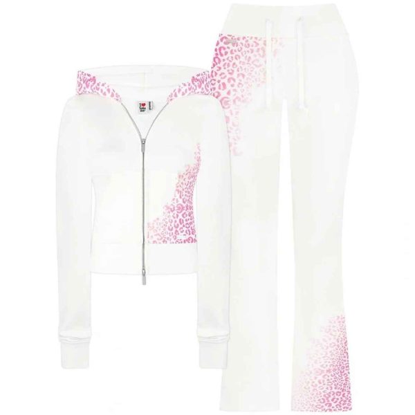 Hidden Cult White & Pink Leopard Print Hoodie and Pants Set