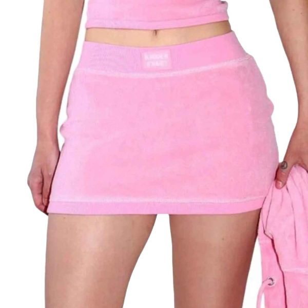 Hidden Cult Women’s Barbiecore Coquette Terry Micro Mini Skirt Pink – Size L