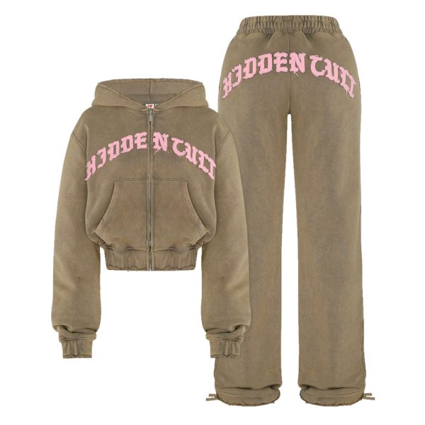 Macaroon Distressed Relaxed Sweatsuit – Premium Streetwear Set