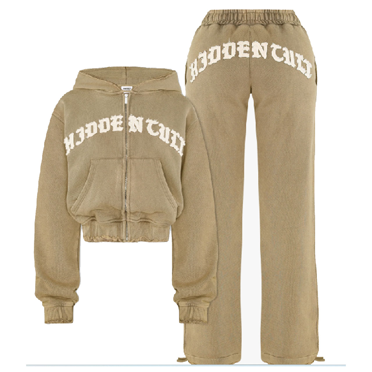 Untitled-1 Hidden Cult Amber Distressed Relaxed Fit Tracksuit - Image 1