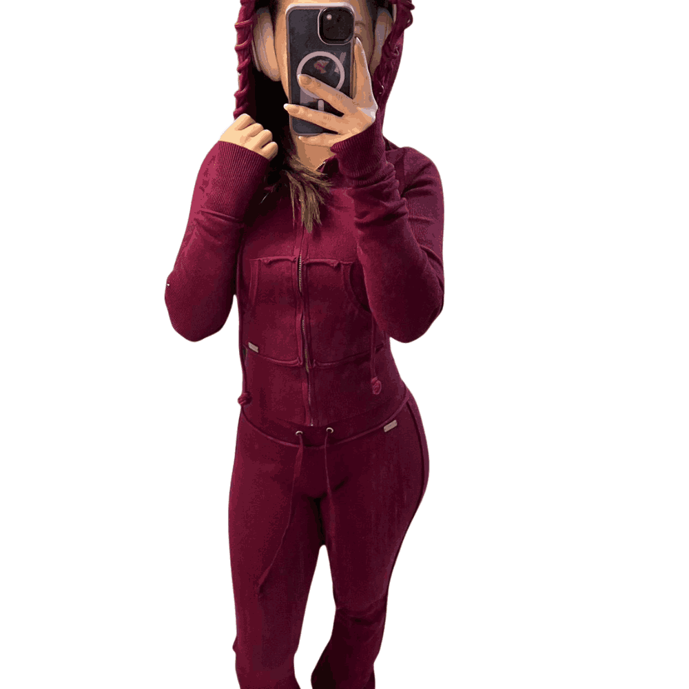 Hidden Cult Fig Burgundy Purple Hoodie Set Hidden Cult Fig Burgundy & Purple Hoodie Set - Image 1
