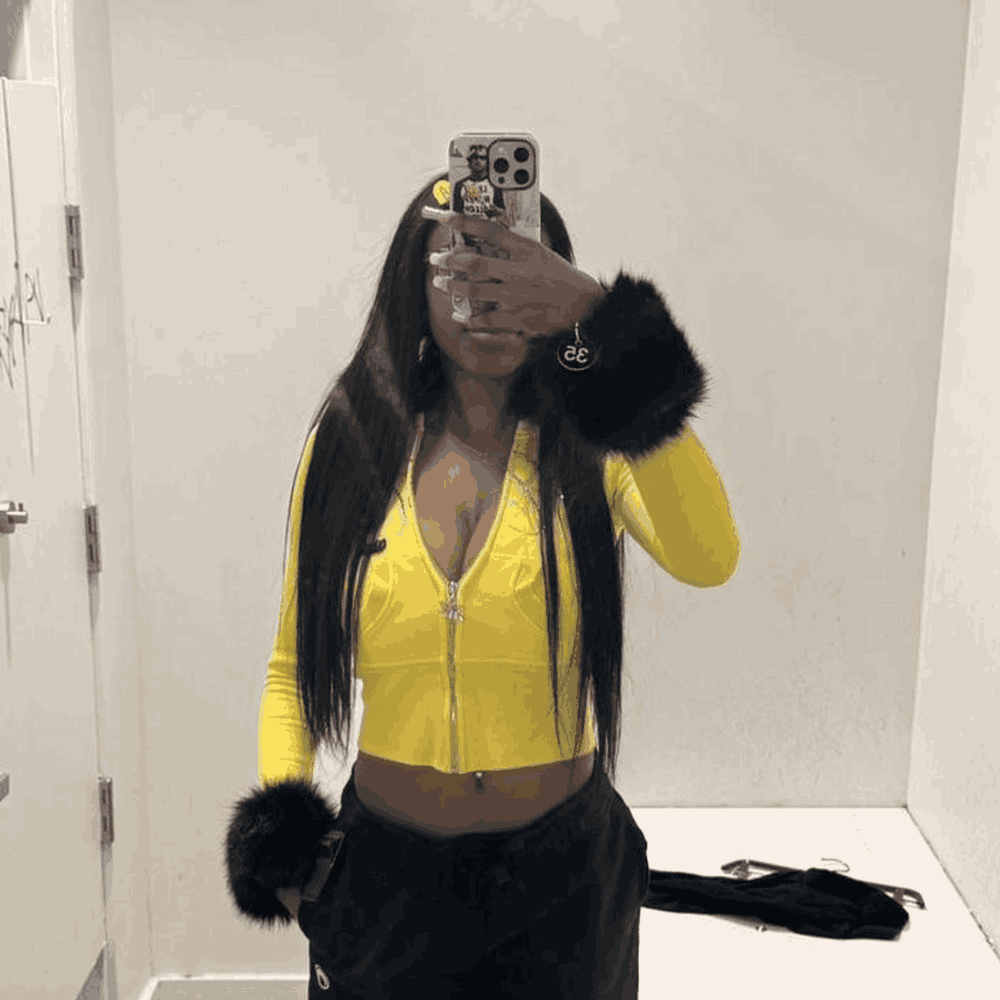 Hidden Cult Nebula Black & Yellow Trim Hoodie Hidden Cult Nebula Black & Yellow Fur Trim Hoodie - Image 1